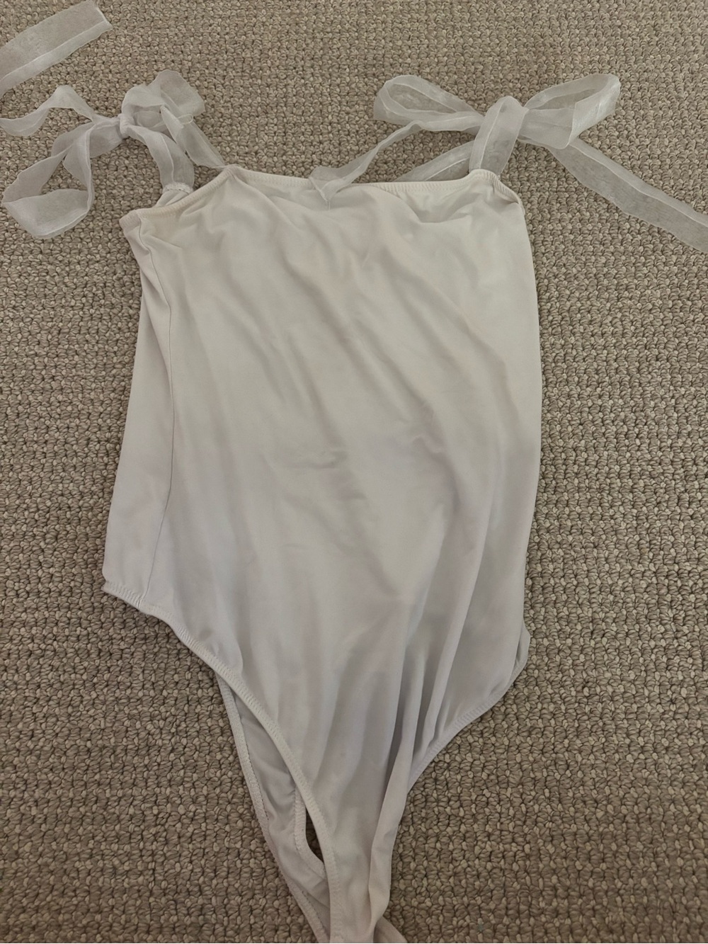 American Threads White Tie-Shoulder One-Piece Bodysuit